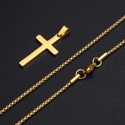 Gold Cross Pendant for Men Gold, Mens Cross Necklace Simple Cross Pendant Necklace Men'S Simple Jewelry Birthday for Men, Faith Cross Chain Necklace 24 Inch