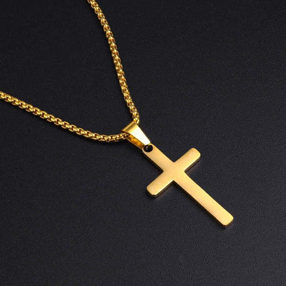 Gold Cross Pendant for Men Gold, Mens Cross Necklace Simple Cross Pendant Necklace Men'S Simple Jewelry Birthday for Men, Faith Cross Chain Necklace 24 Inch