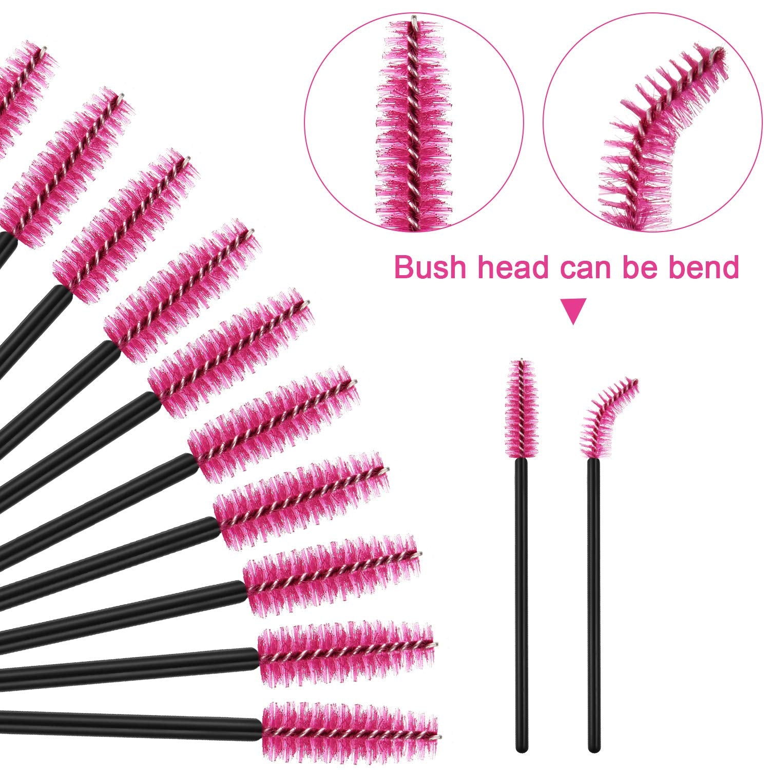 24 Pieces Plastic Eyelash Extension Tweezers Applicator Tool Auxiliary Clip and 100 Pieces Eyelash Brush Mascara Wands for Application(Black)